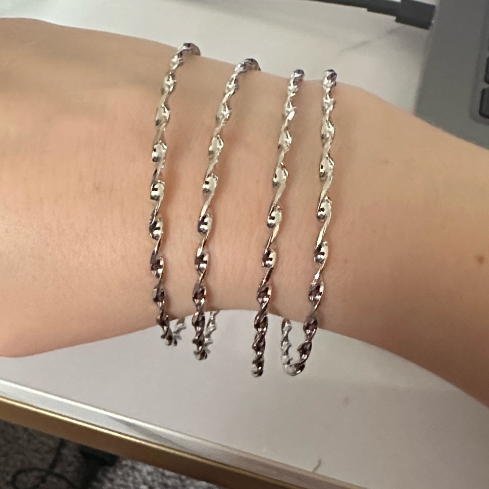 Silver Twist Bangle Bracelet Set - Picture 2 of 6